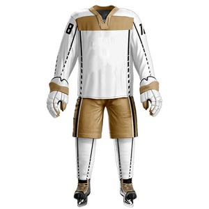 Uniforme de Hockey sobre Hielo para Hombre, Jersey de Manga Larga con Malla, Pantalones Cortos con Cintura Elástica, Impresión Sublimada, Absorbe la Humedad, Corte Holgado, Cuello en V - Product Image 1