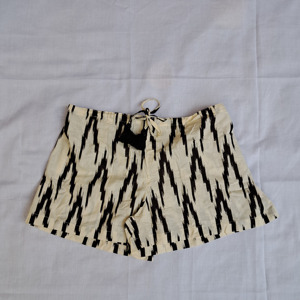 Pantalones Cortos de Algodón Ecológico con Estampado de Bloques, Cintura Elástica con Cordón, Ropa Casual para Mujer - Product Image 4