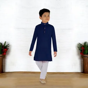 <b>Boys</b> Plain Solid <b>Kurta</b> Pajama Set Cotton Ethnic Festive Casual Wear Kids Indian Clothing 7 Colors 0-10 Years Wholesale - Product Image 3