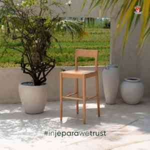 Tabouret de bar en teck massif, design scandinave, moderne, écologique, pour la maison, le bar, la cuisine, le comptoir, le café, le restaurant, la salle à manger - Product Image 1