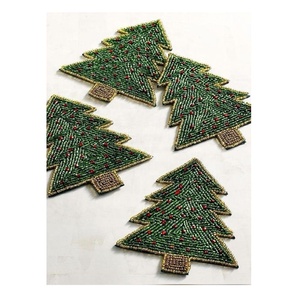 Christmas <b>Tree</b> Glass Beads Coaster Set of 4 Coffee <b>Mug</b> Tea Cup Drink Glass Dining Table Sideboard Home Office Table Coaster - Product Image 1