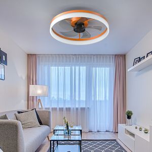 Ventilatori da Soffitto LED Moderni con Luci Dimmerabili e Installazione Sottile a Incasso, Colore Arancione - Product Image 4