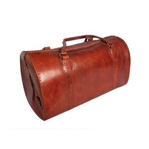 Genuine <b>Leather</b> Weekender Gym <b>Bag</b> Large Capacity Zipper Closure Travel Handbag Unisex Brown <b>Soft</b> Handle - Product Image 3