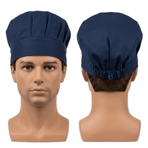 Gorro de Chef Unisex Premium de 200 GSM, Impermeable, de Polialgodón, Color Azul Marino, Corona Plegada, Ajustable en la Parte Trasera, Bordado Personalizado, para Restaurante o Bar - Product Image 1