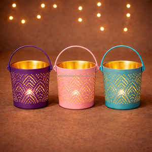 Ensemble de 3 porte-bougies marocains en métal - Product Image 2