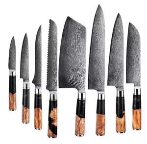 Ensemble de couteaux de chef en acier Damas de haute qualité, personnalisé, 8 pièces, avec manche sur mesure, idéal pour une utilisation quotidienne dans les hôtels et les usines - Product Image 1