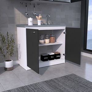 Mobili da Cucina Autoportanti Bianchi/Neri con Doppie Ante e Due Ripiani, Lavello Incluso - Product Image 3