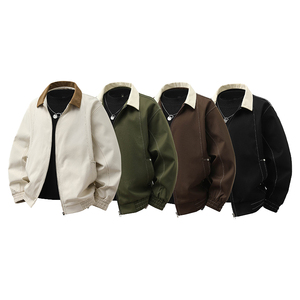 Blouson Bomber en Cuir PU pour Homme, Couleur Unie, Col Rabattu, Fermeture Éclair, Style Vintage, Coupe-Vent, Épais, Décontracté, Idéal pour l'Automne - Product Image 3