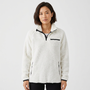 Sudadera de Forro Polar Blanco para Hombre, Cuello Medio con Cierre, Corte Regular, Color Sólido, Cortavientos, Chaqueta Casual de Invierno - Product Image 4