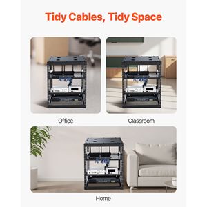 Rack di Rete a 4 Montanti 12U per Carichi Pesanti, Profondità 23 Pollici, Montabile a Parete o da Pavimento, con Ripiani Ventilati - Product Image 3