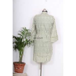 Camisón Kimono Bohemio de Algodón para Mujer, Estilo Indio, Largo Medio, con Cinturón y Botones Decorativos, Ajuste Holgado y Dulce - Product Image 6