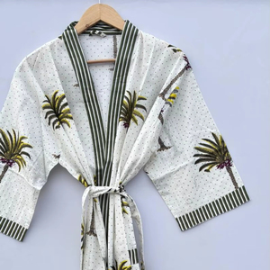 Indian Cotton Dress Gifts Floral Print Kimono Cotton Kimono Robe Beach Party Wear Long Bathrobe Robes For Woman At Best Price - Product Image 1