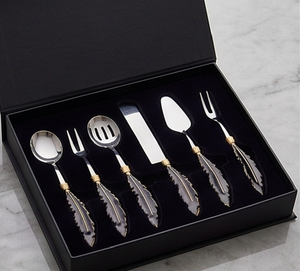 Silver Finished Head Cutlery Set With <b>Black</b> <b>Feather</b> Design Handle For Dining Serving Wedding Parties And Special occasssion - Product Image 6