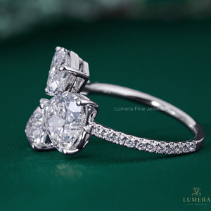 <b>Heart</b> Cut Three Stone Ring Lab Grown Diamond for Women Elegant Bridal Engagement Wedding Fashion Jewelry - Product Image 6