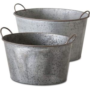 Vente en gros de jardinières ovales en métal galvanisé rustique, décoratives pour jardin extérieur, bacs à succulentes, pots à fleurs avec poignée - Product Image 3