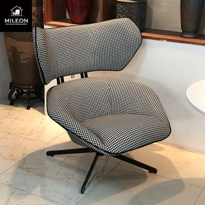 Moderno lujo cuero tela marco Metal ocio salón silla muebles reposabrazos bajo nuevo diseño Hotel sala de estar perezoso sofá individual - Product Image 5