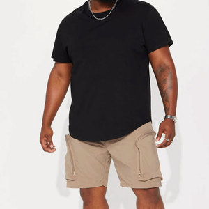 T-shirt décontracté pour homme à manches courtes, coupe droite, en maille unie, col montant, séchage rapide, respirant, anti-transpiration, non tissé - Product Image 1