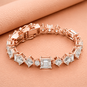 Mixed Cut Diamond Tennis Bracelet Emerald Round Princess Stone Luxury Link Bracelet for Women Jewelry <b>Gift</b> - Product Image 2