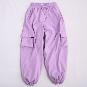 Pantalones Cargo Morados Unisex con Cintura Ajustable con Cordón, Puños Elásticos, Transpirables, de Poliéster, Estilo Adulto - Product Image 1