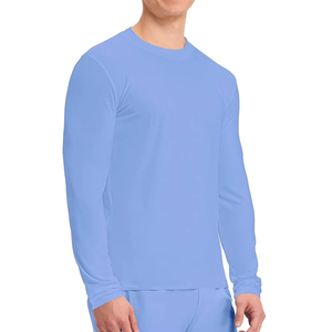Men's Light Blue Long Sleeve <b>Scrub</b> Top Knitted Cotton Polyester Hospital <b>Uniform</b> <b>Scrub</b> Tops men hospital undershirts - Product Image 5