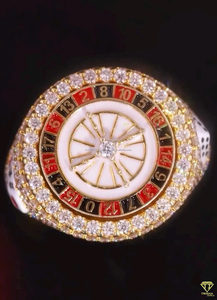 <b>Men</b> Luxury Casino <b>Ring</b> Hip Hop Bling Jewelry Gold Plated With Roulette And moissanite Diamond Design <b>Ring</b> - Product Image 1