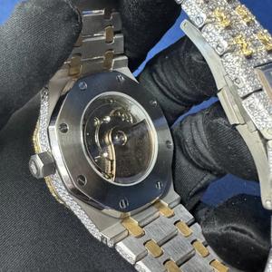 High Quality Stunning Moissanite Diamond Stainless Steel Case Mechanical Movement Men's Wrist Band Luxury Man's <b>Watch</b> - Product Image 4