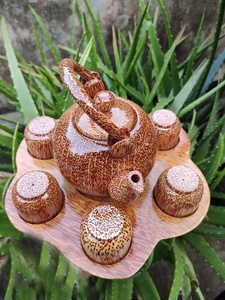 Tazas de té de madera de coco natural hechas a mano con mango y plato de madera para café, té, vajilla de vino para el hogar, restaurante de fiesta - Product Image 6