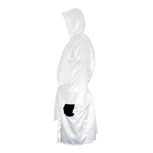 Top Quality Custom Design Comfortable Breathable Satin Silk Robe Wholesale Boxing Hood Robe Customized Martial Art Wear AI-BR-03 - Product Image 3