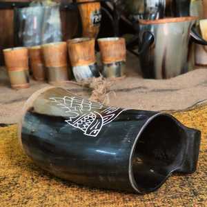 Jarra de Cerveza y Vino de Cuerno de Búfalo Vintage - Reutilizable, Duradera, con Color y Logotipo Personalizados para Hoteles y Bares - Product Image 3