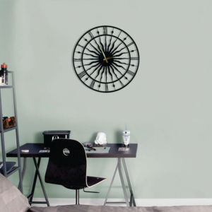 Modern Nordic Metal Sunburst Wall <b>Clock</b> Vintage Roman Numeral Silent <b>Large</b> Decorative Wall <b>Clocks</b> for Living Room Home Decor - Product Image 1
