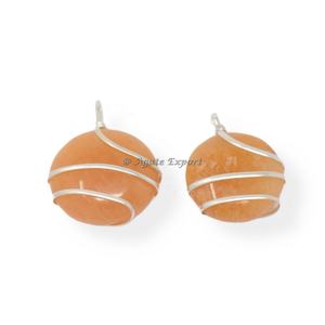 Vente en gros de collier pendentif en agate naturelle, fil de fer fabriqué à la main, quartz rond, style Feng Shui avec technique sculptée - Product Image 1