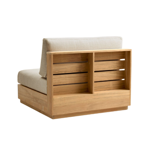 Sillón Modular de Lujo para Exteriores, Madera de Teca Sólida, Respaldo Abierto, Cojines Profundos Tapizados, Muebles Contemporáneos para Jardín o Villa - Product Image 5