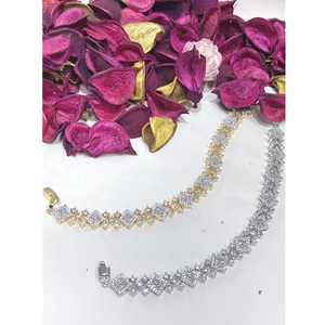 Pretty Premium Quality Brass Gold & <b>Silver</b> Plated Zircon <b>Charm</b> <b>Bracelet</b> Trendy Designer for Women Wedding & Party Wear Collectio - Product Image 2