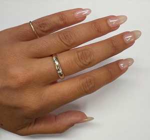 Anillos de Boda Tipo Domo con Diamantes de Corte Redondo, Engastados, en Oro Sólido de 10K, 14K y 18K, Lujosos, Apilables, para Aniversario o Uso Diario - Product Image 2