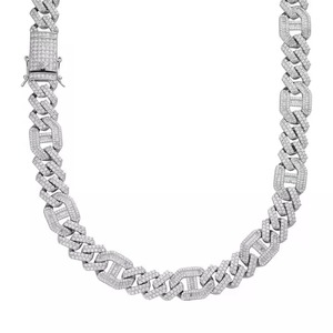 Luxury Silver Cuban Link Chain Fully Iced Our VVS Studded White <b>Gold</b> Moissanite Diamond <b>Tester</b> Trendy Style Wedding Gift - Product Image 1
