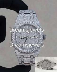 Reloj de Lujo Personalizado, Completamente Cubierto de Diamantes VVS, de Acero Inoxidable, Redondo, de Cuarzo Analógico, con Cristal de 5 mm, Estilo Hip Hop Antiguo - Product Image 4