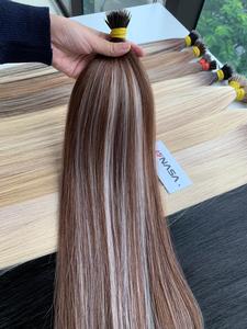 Prix de gros 100 grammes Extensions de cheveux humains vierges vietnamiens à micro-pointes lisses en couleurs piano 60 cm - Product Image 6
