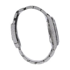 Splendide montre à diamants pour homme, 28 mm, analogique, quartz, bracelet en moissanite argentée, cadran en cristal saphir, mouvement ETA, cadeau de luxe - Product Image 3