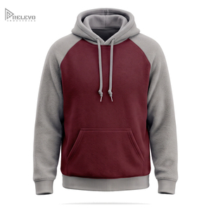 Custom Heavyweight Fleece <b>Hoodie</b> Unisex Streetwear Two Tone Maroon <b>Burgundy</b> Heather Grey Pullover <b>Hoodie</b> Kangaroo Pocket - Product Image 1