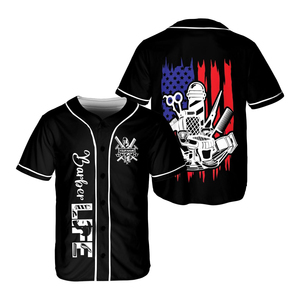 Nueva llegada de ropa de trabajo para barberos, diseño de sublimación con logotipo personalizado, camiseta de barbero lavable - Product Image 6