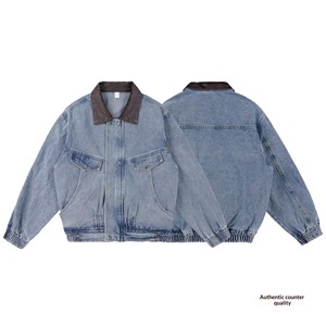 Chaqueta Bomber de Trabajo Holgada Estilo Vintage con Lavado Ácido, 100% Algodón, Estilo Retro, Cuello Camisero Personalizado, Streetwear con Cremallera, Primavera - Product Image 2
