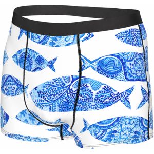 Custom Mens Sublimated <b>Boxer</b> Briefs Blue Fish Print Breathable Stretch Underwear Private Label Sports Underpants OEM Supplier PK - Product Image 4