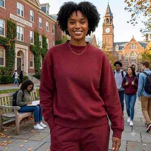 Womens <b>Maroon</b> Mock Neck Pullover Sweatshirt Long Sleeve Oversized Fleece Loungewear <b>Top</b> Casual Winter Streetwear Heavyweight - Product Image 1