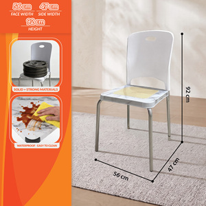 Modern Outdoor <b>Dining</b> <b>Chair</b> With Chrome Legs And Marble Plastic Seat White Plastic Back <b>Stackable</b> Design - Product Image 4