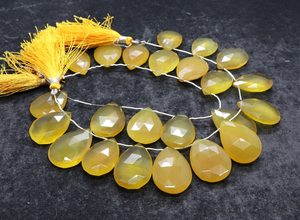 ลูกปัดแคลเซโดนีสีเหลืองธรรมชาติทรงลูกแพร์เจียระไนขนาด 16x22 ถึง 18x25 มม. ลูกปัดแคลเซโดนีทรงลูกแพร์เจียระไนสำหรับทำเครื่องประดับ - Product Image 5