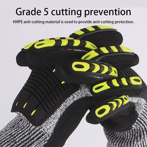 Impact Reducing Work <b>Gloves</b> With Anti-Slip PU Leather Palm And Elastic Wristband For Mechanic Use - Product Image 3