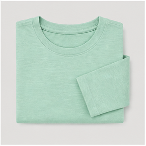 Camiseta Corta de Manga Tres Cuartos con Cuello Redondo en Verde Menta para Mujer WTS-0072 - Product Image 6