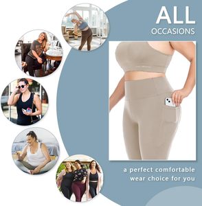 Leggings pour femmes, taille haute, longueur genou, grande taille, respirants, anti-humidité, extensibles, en spandex/coton, pour le fitness, la gym, le sport, le yoga - Product Image 6