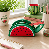 Nicher Distributeur de ruban adhésif en forme de tranche de pastèque, design original, anti-stress, personnalisable, accessoire de bureau et scolaire