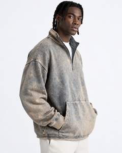 Sudadera de Forro Polar con Cierre de Cremallera y Cuello Alto para Hombre, Estilo Tie Dye, Holgada, con Bolsillo, Informal, para Otoño - Product Image 4